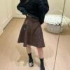 麂皮腰帶半裙