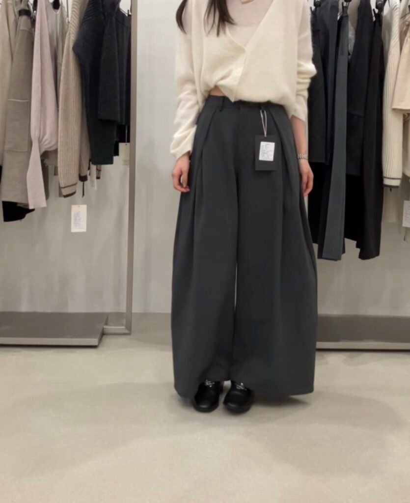 磨毛打摺廓形寬褲