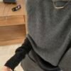 灰黑披肩兩件式針織上衣