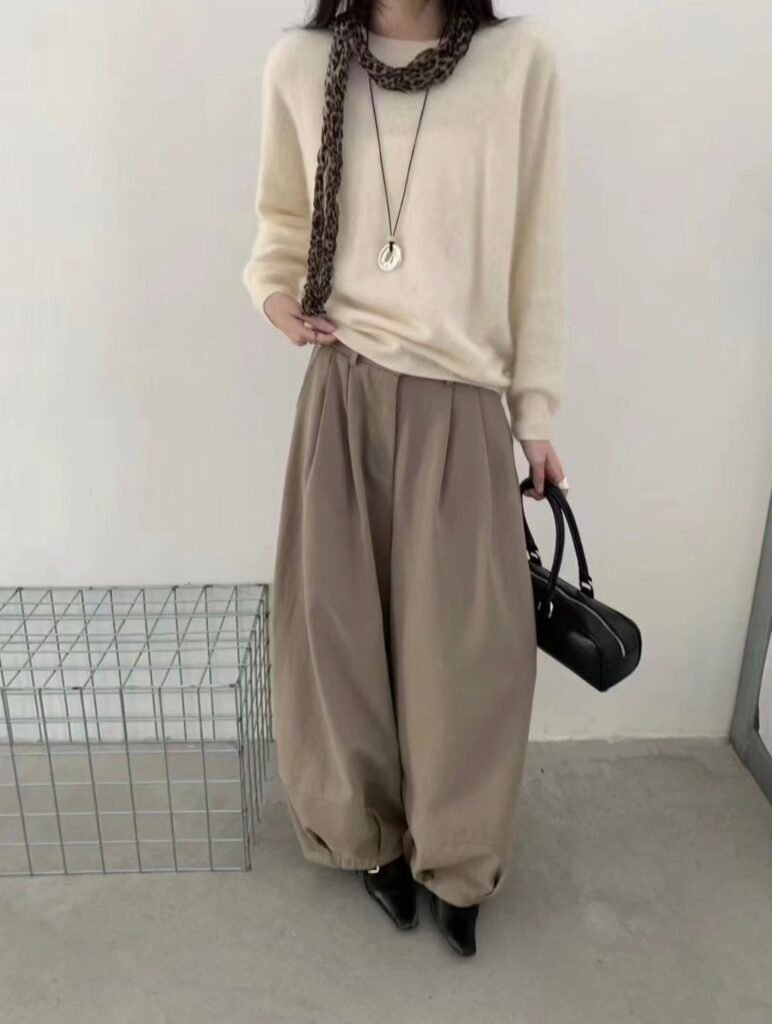 打摺繭形長寬褲