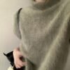 高領無袖毛感針織上衣