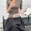 五分袖立領羊毛針織衫