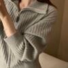S__63397945_0 雙開拉鍊直條針織外套