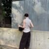 高領無袖羅紋針織上衣
